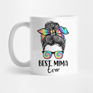 Best Mima Ever Tie Dye Messy Bun Bandana Mother's Day Mug
